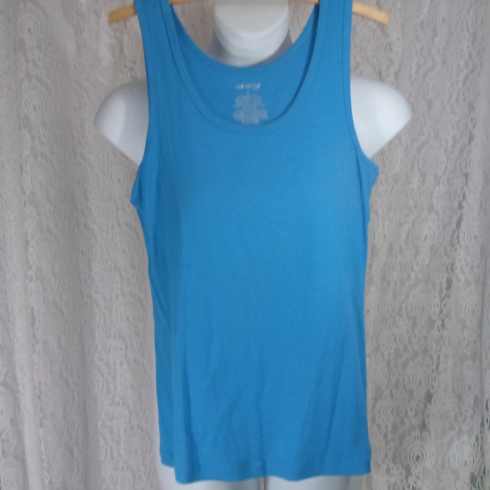St John's Bay Rib Knit Tank Top Pretty Blue NWOT